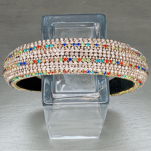 Multicolor Hand Made Individual Set Crystal Soft Padded Headband Hair Accessory - Picture 4 of 9